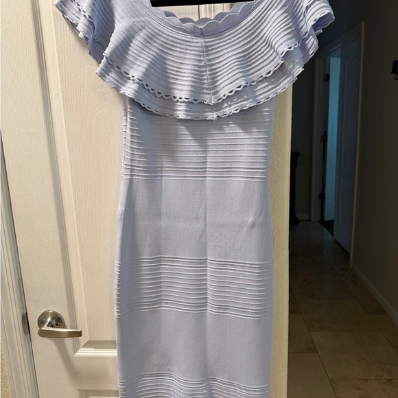 Eliza J Off-Shoulder Light Blue Midi Dress - Picture 6 of 9